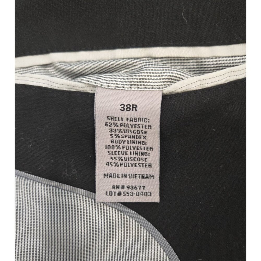 J Ferrar Slim Fit Suit Coat Mens 38R Black 2 Button Jacket Double Vented - Picture 6 of 8